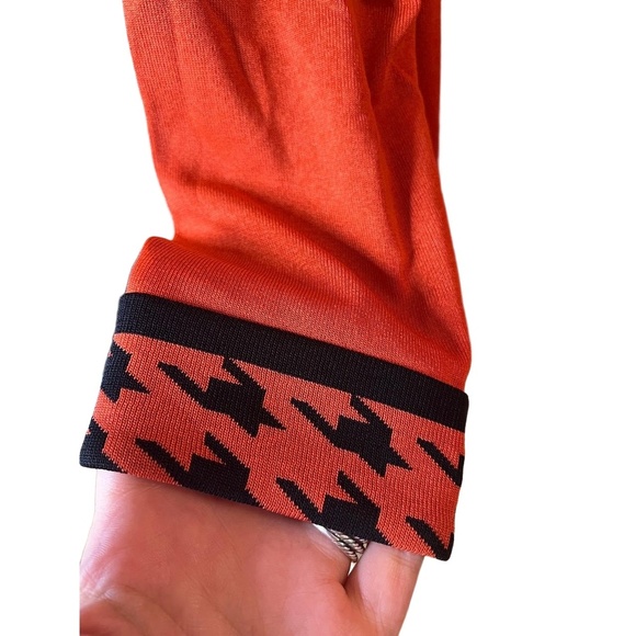 Misook Red Open Front Houndstooth Collar Unstructured Blazer Cardigan Size Large - Picture 4 of 6